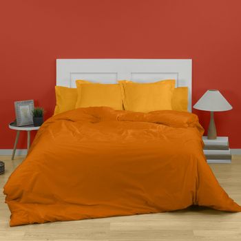 Funda Nórdica Lisa Polialgodón Color Ocre Para Cama De 90 Cm