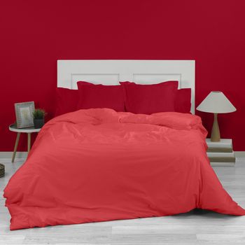 Funda Nórdica Lisa Polialgodón Color Rojo Para Cama De 90 Cm