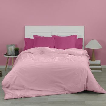 Funda Nórdica Lisa Polialgodón Color Rosa Para Cama De 135 Cm