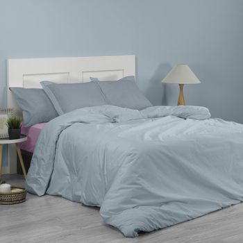 Funda Nórdica 100% Algodón De 144 Hilos Color Plata Para Cama De 135 Cm