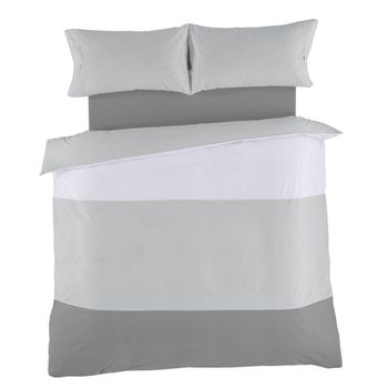 Juego De Funda Nórdica Alexandra House Living Blanco Gris Cama De 180 4 Piezas