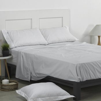 Sábana Encimera 100% Algodón De 200 Hilos Perla Para Cama De 135/140 Cm