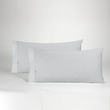 Pack De 2 Fundas De Almohada 100% Algodón Peinado Color Perla 45x85 Cm