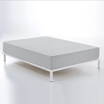 Sábana Bajera Ajustable 100% Algodón 200 Hilos Perla Para Cama De 135/140 Cm