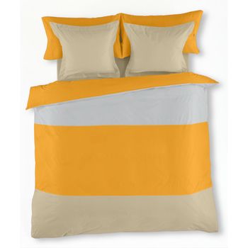 Juego De Funda Nórdica Alexandra House Living Amarillo Beige Gris Perla Cama De 105 3 Piezas