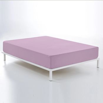 Sábana Bajera Ajustable 100% Algodón 144 Hilos Malva Para Cama De 105 Cm