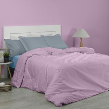 Funda Nórdica 100% Algodón De 144 Hilos Color Malva Para Cama De 105 Cm