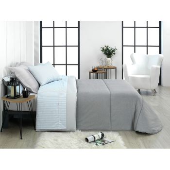 Edredón Liso Alba Relleno 250gr/m2 50% Algodón 50% Poliéster Cama 90 Cm Gris