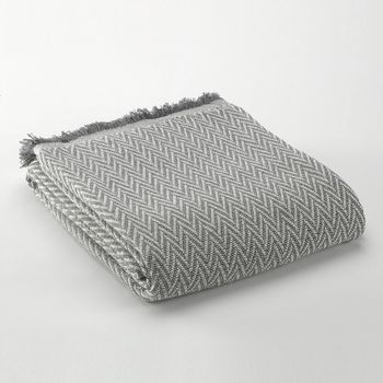 Colcha Plaid Manta Multiusos Cama O Sofá De Algodón India Color Gris 180x260cm