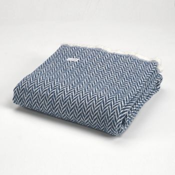 Plaid Colcha Manta Multiusos Foulard Cama O Sofá De Algodón Reciclado Vero Color Azul 120x180 Cm