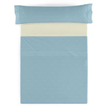 Juego De Sábanas 3 Piezas Polialgodón Cuca Color Azul Para Cama De 105 Cm