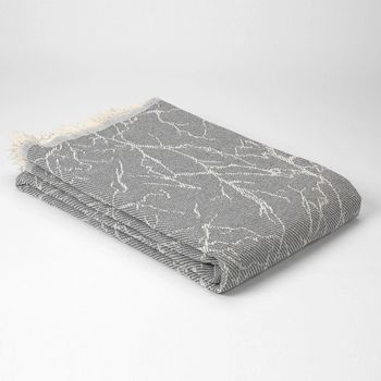 Colcha Plaid Manta Multiusos Cama O Sofá De Algodón Carrara Color Gris 180x260cm