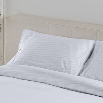 Funda De Almohada  De Satén 100% Algodón De 300 Hilos Blanco Efecto Listado De 45 X 125 Cm  De 1 Boca