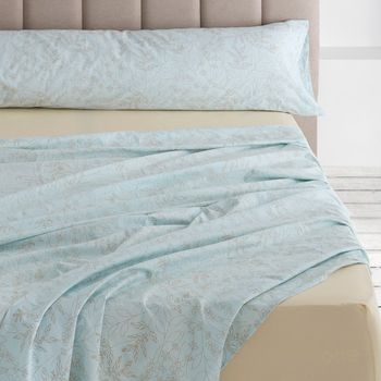 Juego De Sábanas 100% Algodón De 144 Hilos 4 Piezas Circe Color Azul Para Cama De 160 Cm