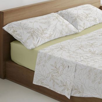 Juego De Sábanas 100% Algodón De 144 Hilos 3 Piezas Circe Color Crema Para Cama De 90 Cm