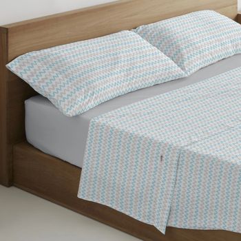 Juego De Sábanas 3 Piezas Polialgodón De 144 Hilos Cloe Color Azul Para Cama De 90 Cm