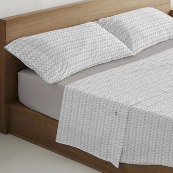 Juego De Sábanas 3 Piezas Polialgodón De 144 Hilos Cloe Color Gris Para Cama De 135 Cm