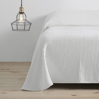 Colcha Tejida Cubrecama De Algodón Reciclado Bali Color Blanco Para Cama De 135 Cm