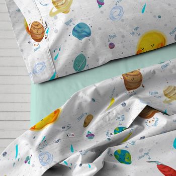 Juego De Sábanas Infantil Polialgodón Space 3 Piezas Para Cama De 90 Cm