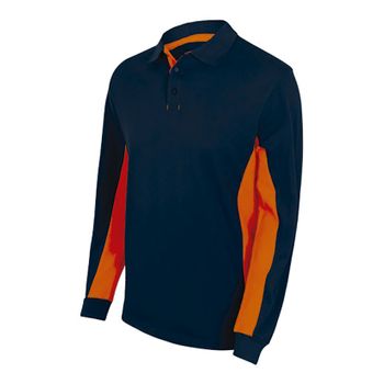 Polo Manga Larga Azul Mari/naranja T/xxl