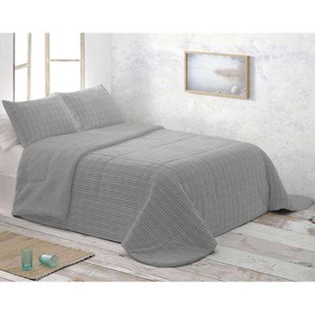 Edredón Comforter Sh Reverso Borreguito Gris + 2 Fundas Cojin De 50x70 De 135 Cm