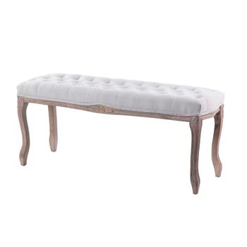 Pie Cama Lino Beige Capit. Patas Mad. 110x36x48cm