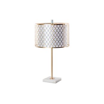 Lampara Sobremesa Metal Dorada-blanca 35x35x60 Cm