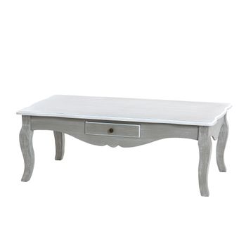 Mesa De Centro Madera Gris Blanco 110x60x40 Cm