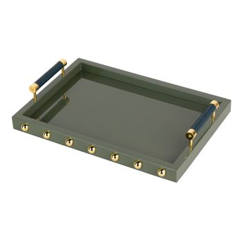 Bandeja Mdf Verde Oscuro Dorado 45x31x9 Cm