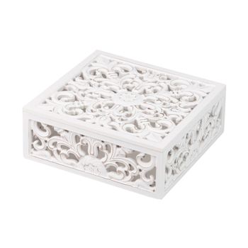 Caja Cuadrada Calada Blanca 20x20x7,5 Cm