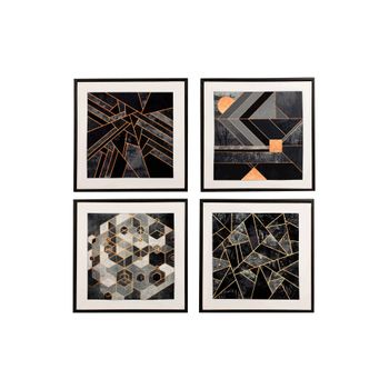Set 4 Cuadros Impresion Abstracto 40x2,8x40 Cm