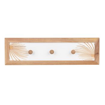 Percha Pared 3 Ganchos Madera Talla 52x4x15 Cm