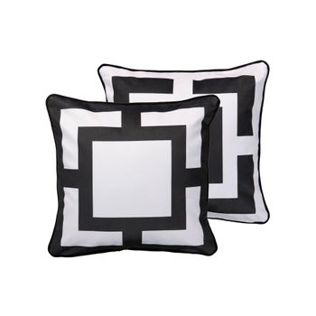 Cojin Velvet Gemetrico Blanco Y Negro 45x13x45 Cm