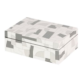 Caja Mdf Gris Blanco 28x18x10 Cm