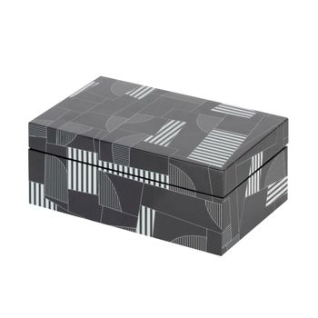Caja Mdf Negro Gris 20x12x8 Cm