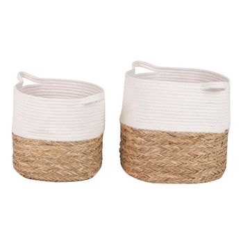 Set 2 Cestos Algodon/algas 43x35x32/38x30x26 Cm