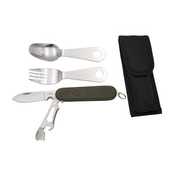 Set Cubiertos Camping Plegable 3 Piezas Con Funda