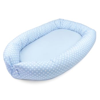 SONARIN Nido para Bebe Recién Nacido,Reductor de Cuna Nidos,Doble  cara,Transpirable,100% Algodón hipoalergénico,con Almohada,Portátil(Carro  Azul)