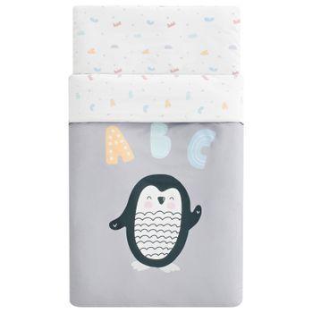 Set 3 Piezas Funda Nórdica Con Relleno + Funda Almohada + Protector Cuna 100x135 Cm Penguin Pekebaby