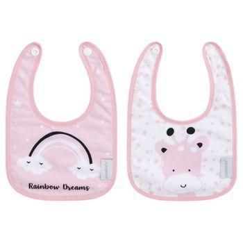 Baberos Estampados Set 2 Pequeño Rainbow Dreams Rosa Pekebaby