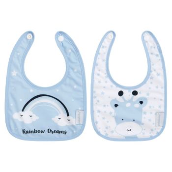 Baberos Estampados Set 2 Pequeño Rainbow Dreams Azul Pekebaby