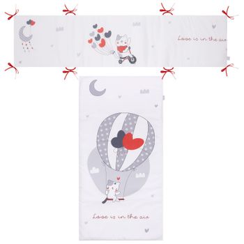 Set 3 Piezas Funda Nórdica Con Relleno + Funda Almohada + Protector Cuna 100x135 Cm Lovely Pekebaby