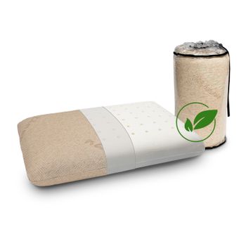 Almohada Visco 100% Algodon Y Lino 90x35 - Viscoelástica. Desenfundable Y Lavable. Ergonómica. 100% Algodon Y Lino