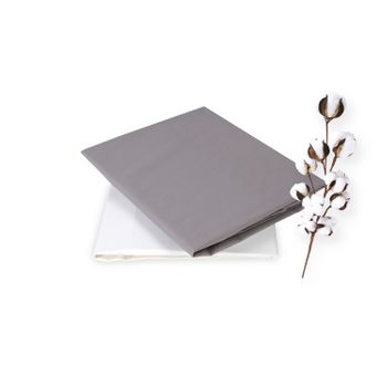 Sabana De Algodon 100% 70x160, Pack De 2 En Gris Perla Y Blanco. Ideal Para Camas Montessori