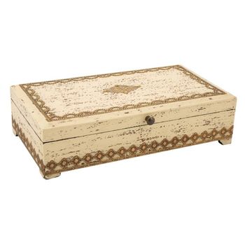 Caja Joyero De Madera Color Crema 33x18x9