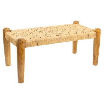 Banqueta De Madera Y Cuerda Marrón 90x44x35