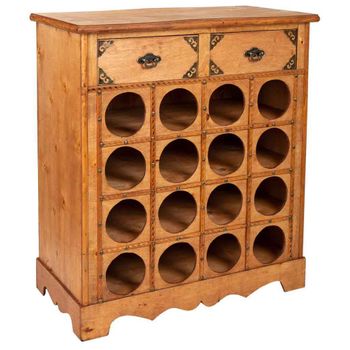 Mueble Botellero De Madera Lac Miel Con 2 Cajones