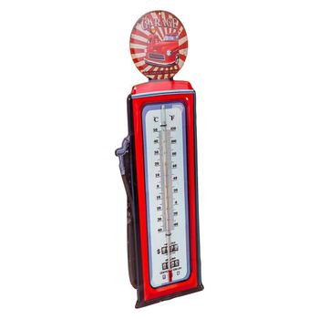 Termometro De Pared De Metal Rojo 47,5x15x1