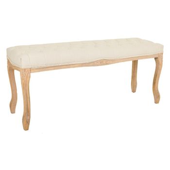 Banqueta De Madera Tapizada Beige