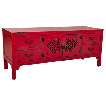 Mueble Bajo De Madera Rojo 120x40x50